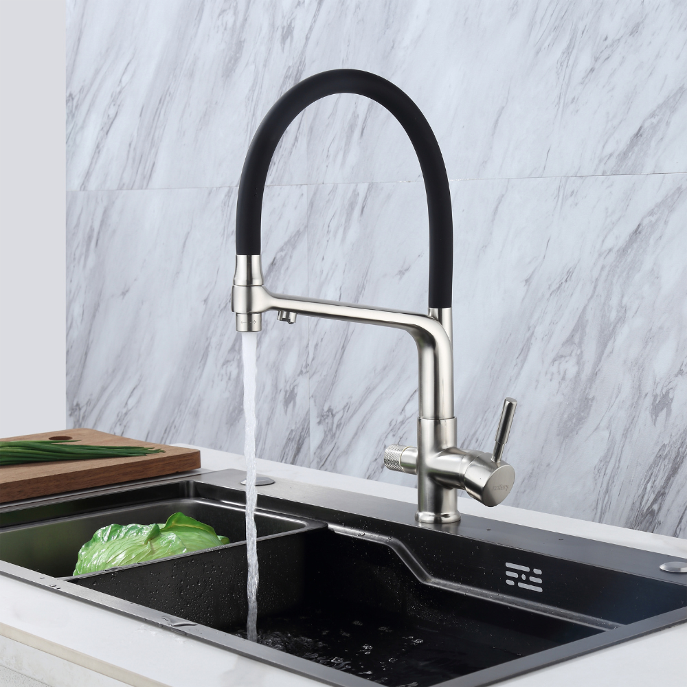 Grifo Cocina Osmosis Flexible 3 Vías Acero Cepillado – CALIGARUM HIBERA GRIFERS