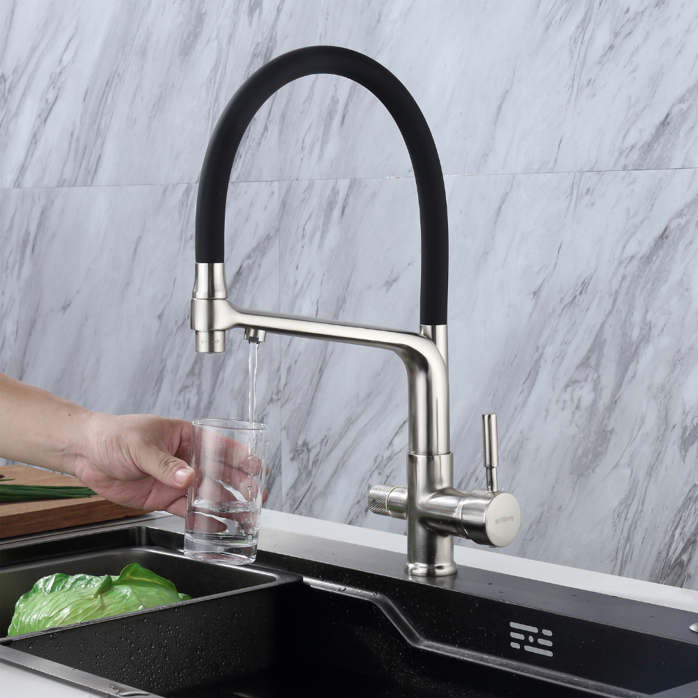 Grifo Cocina Osmosis Flexible 3 Vías Acero Cepillado – CALIGARUM HIBERA GRIFERS