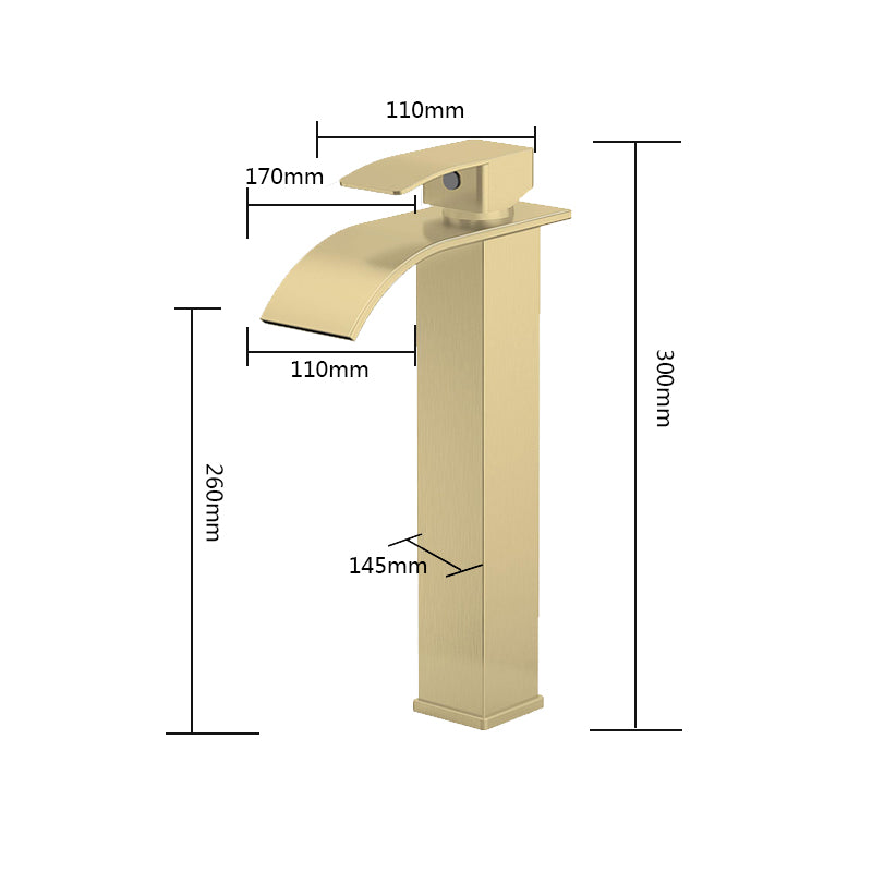 Grifo Lavabo Oro Cepillado Caño Alto Cascada – FONTEA ALTUS AURI GRIFERS