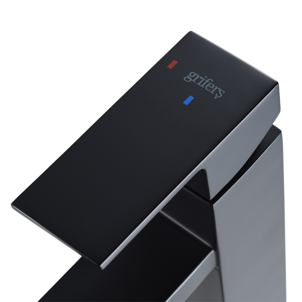 Grifo Lavabo Negro Caño Alto con Apertura en Frío - HUMILIS COAL GRIFERS
