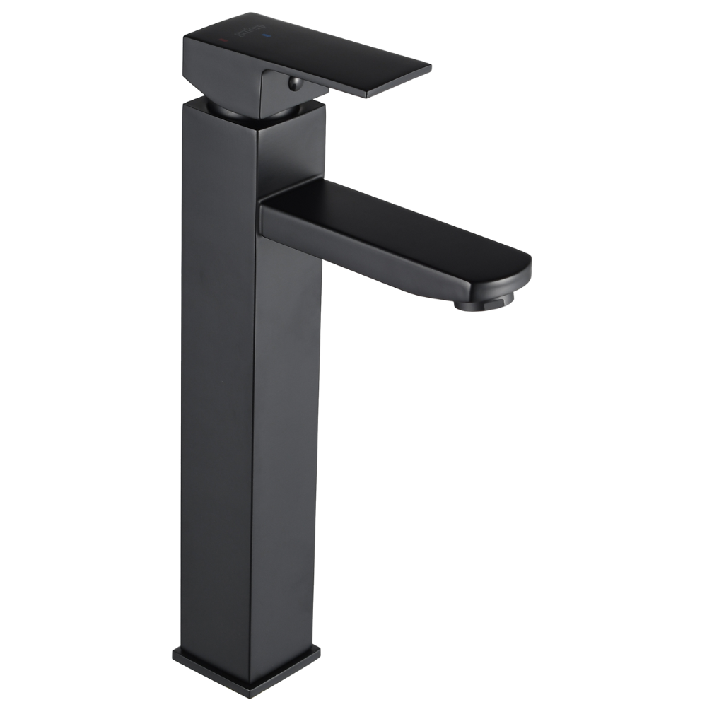 Grifo Lavabo Negro Caño Alto con Apertura en Frío - HUMILIS COAL GRIFERS
