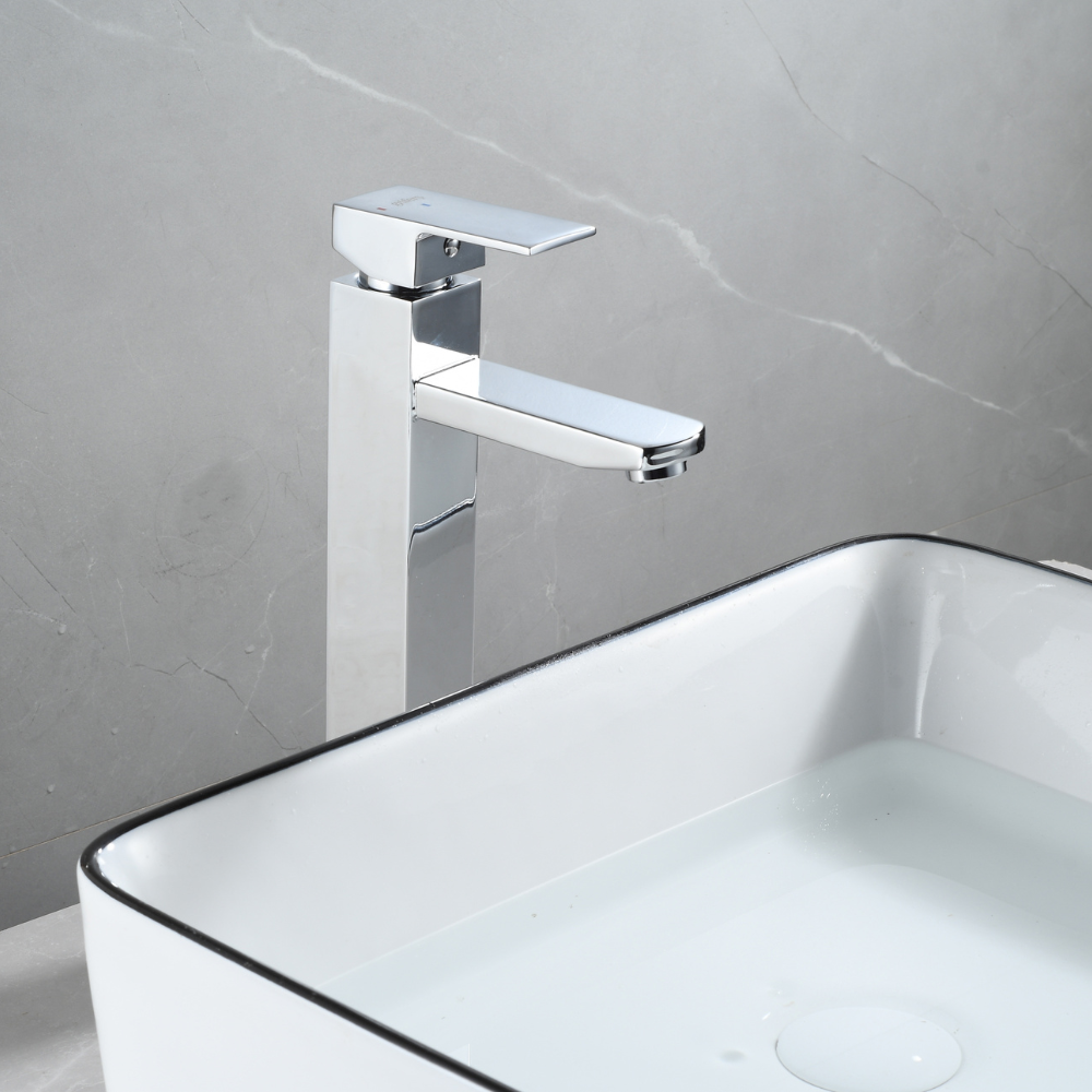 Grifo Lavabo Cromado Caño Alto Con Apertura En Frío - HUMILIS CROME GRIFERS