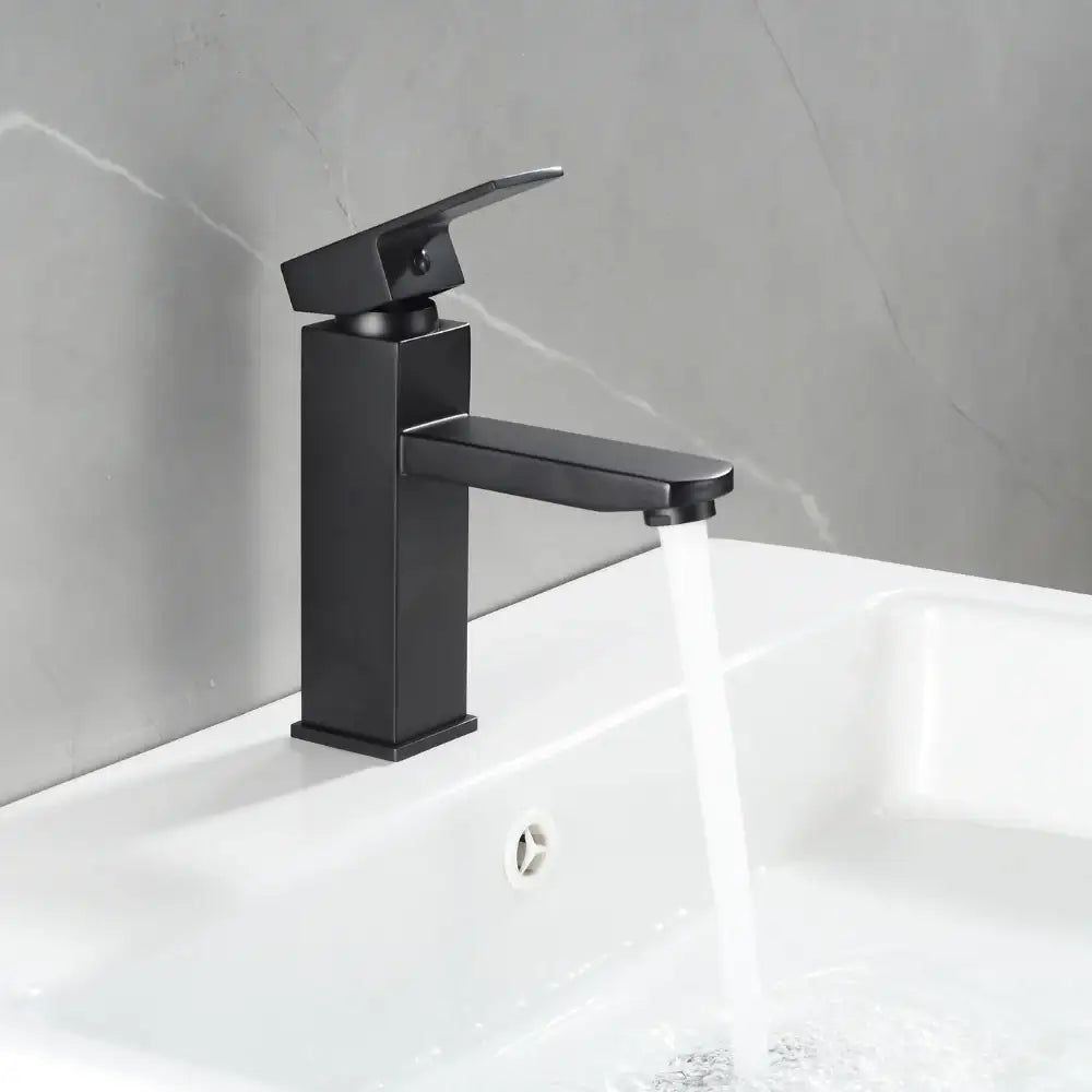 Grifo Lavabo Negro Caño Bajo Con Apertura En Frío - PARVA COAL GRIFERS