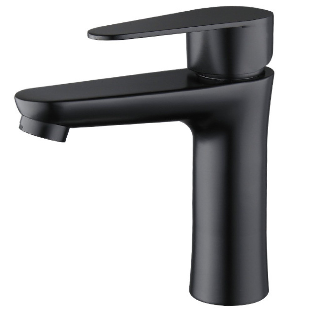 Grifo Lavabo Negro Caño Bajo Essentials Coal Grifers