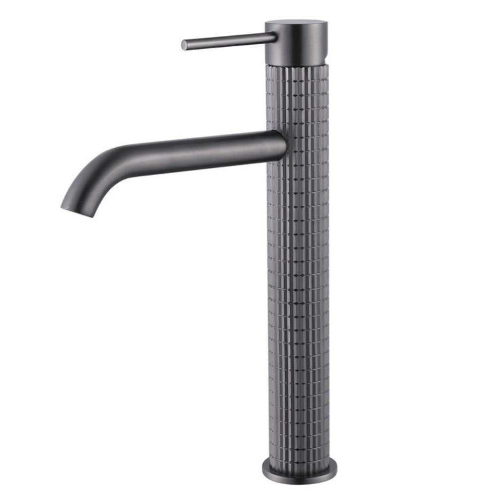 Grifo Lavabo Caño Alto Gris Metal AUREA SUMMUS GRISEO GRIFERS