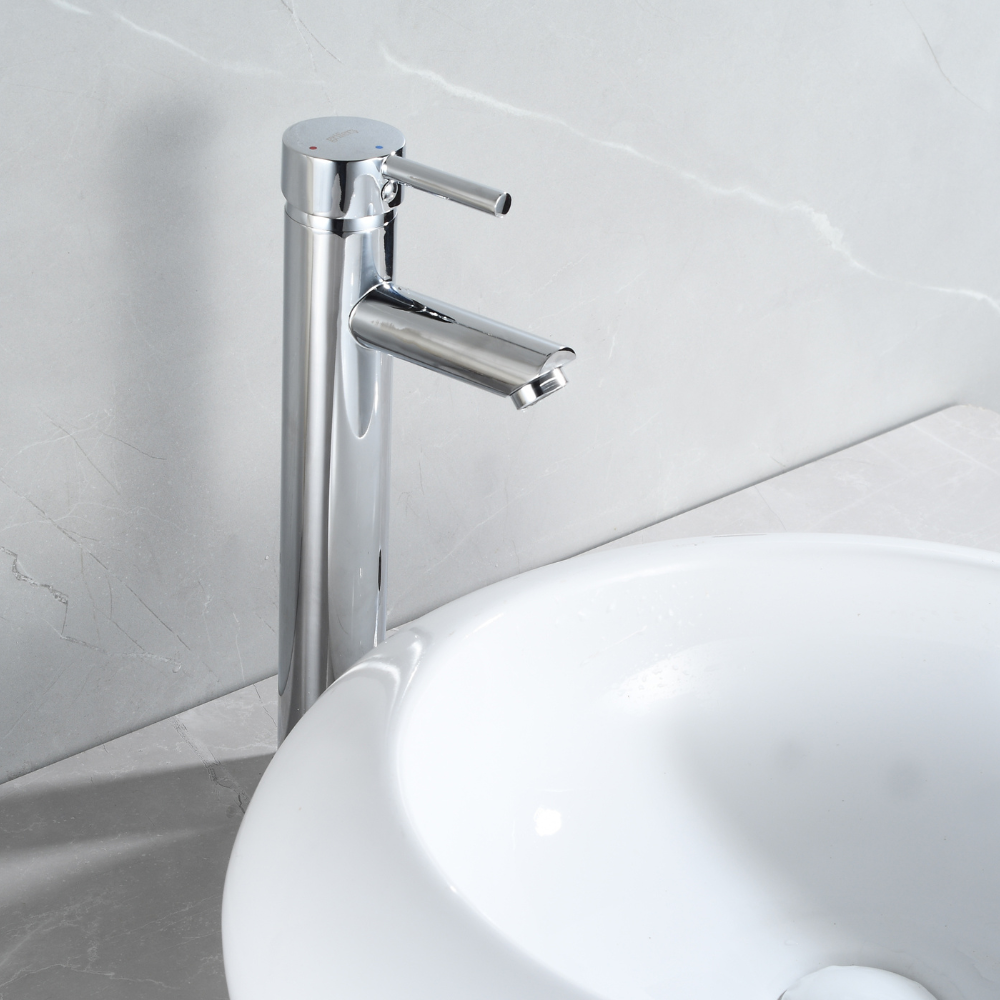 Grifo Lavabo Cromado Caño Alto Con Apertura En Frío - ALTADAT CROME GRIFERS