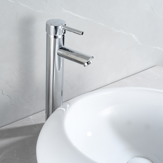 Grifo Lavabo Cromado Caño Alto Con Apertura En Frío - ALTADAT CROME GRIFERS