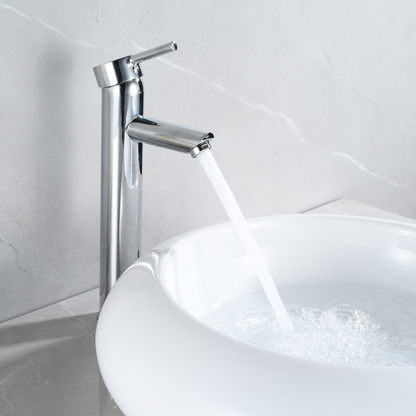 Grifo Lavabo Cromado Caño Alto Con Apertura En Frío - ALTADAT CROME GRIFERS