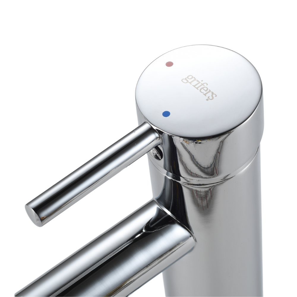 Grifo Lavabo Cromado Caño Alto Con Apertura En Frío - ALTADAT CROME GRIFERS