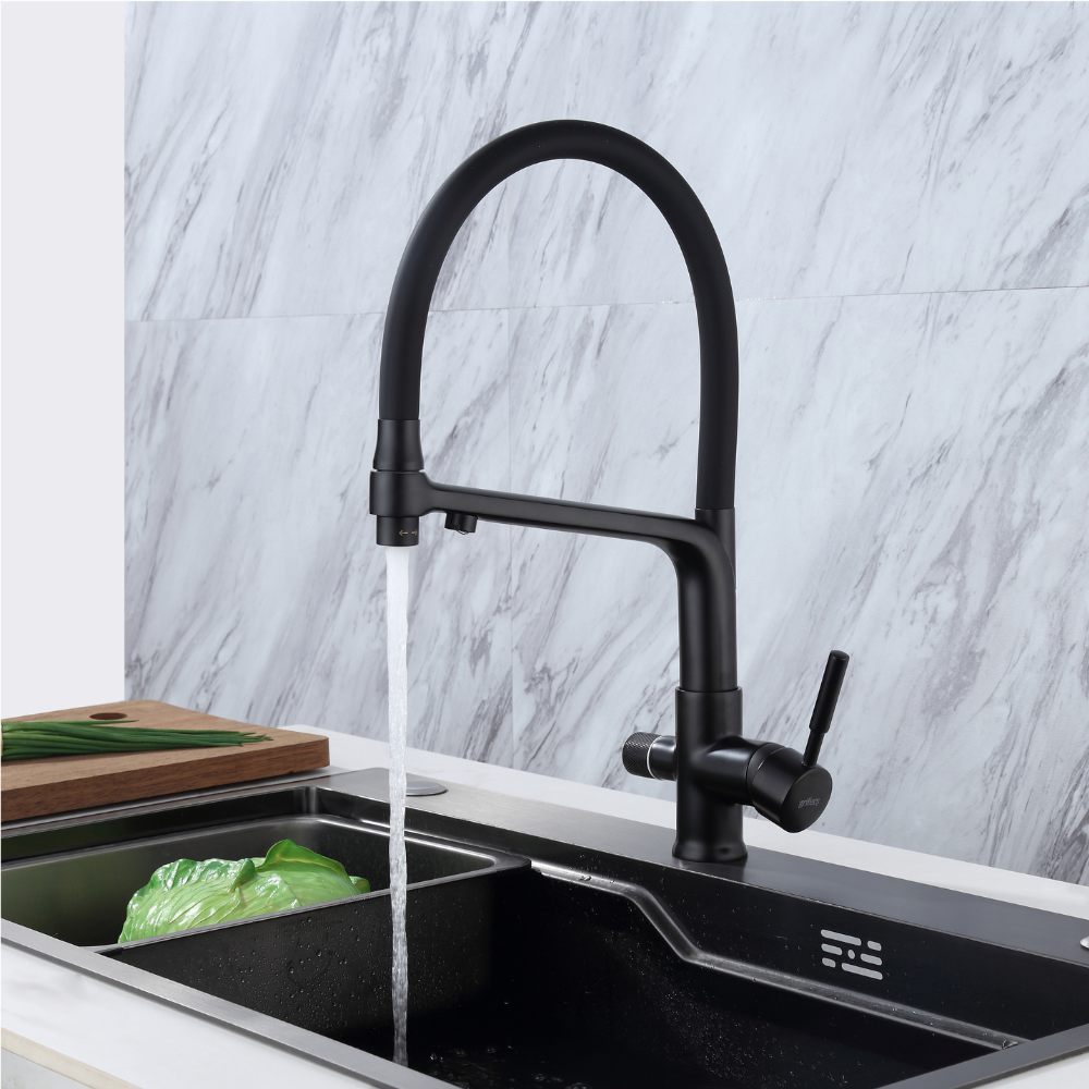 Grifo Cocina Ósmosis Flexible 3 Vías Negro CALIGARUM COAL GRIFERS
