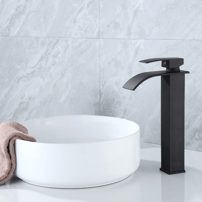 Grifo Lavabo Negro Caño Alto Cascada – FONTEA ALTUS COAL GRIFERS