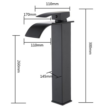 Grifo Lavabo Negro Caño Alto Cascada – FONTEA ALTUS COAL GRIFERS