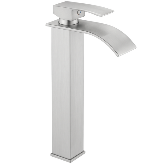 Grifo Lavabo Acero Cepillado Caño Alto Cascada – FONTEA ALTUS HIBERA GRIFERS