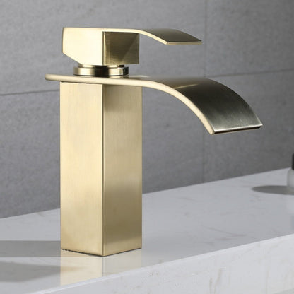 Grifo Lavabo Caño Bajo Dorado Cepillado EPISCO AURI GRIFERS - Interbude