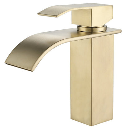 Grifo Lavabo Caño Bajo Dorado Cepillado EPISCO AURI GRIFERS - Interbude