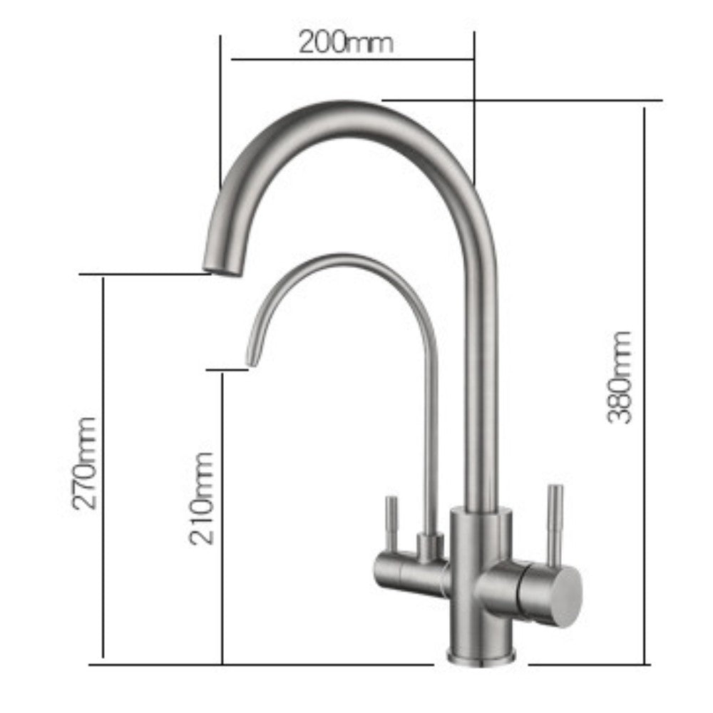 Grifo Osmosis 3 vías 2 salidas Acero Cepillado TIBIAS HIBERA GRIFERS - Interbude