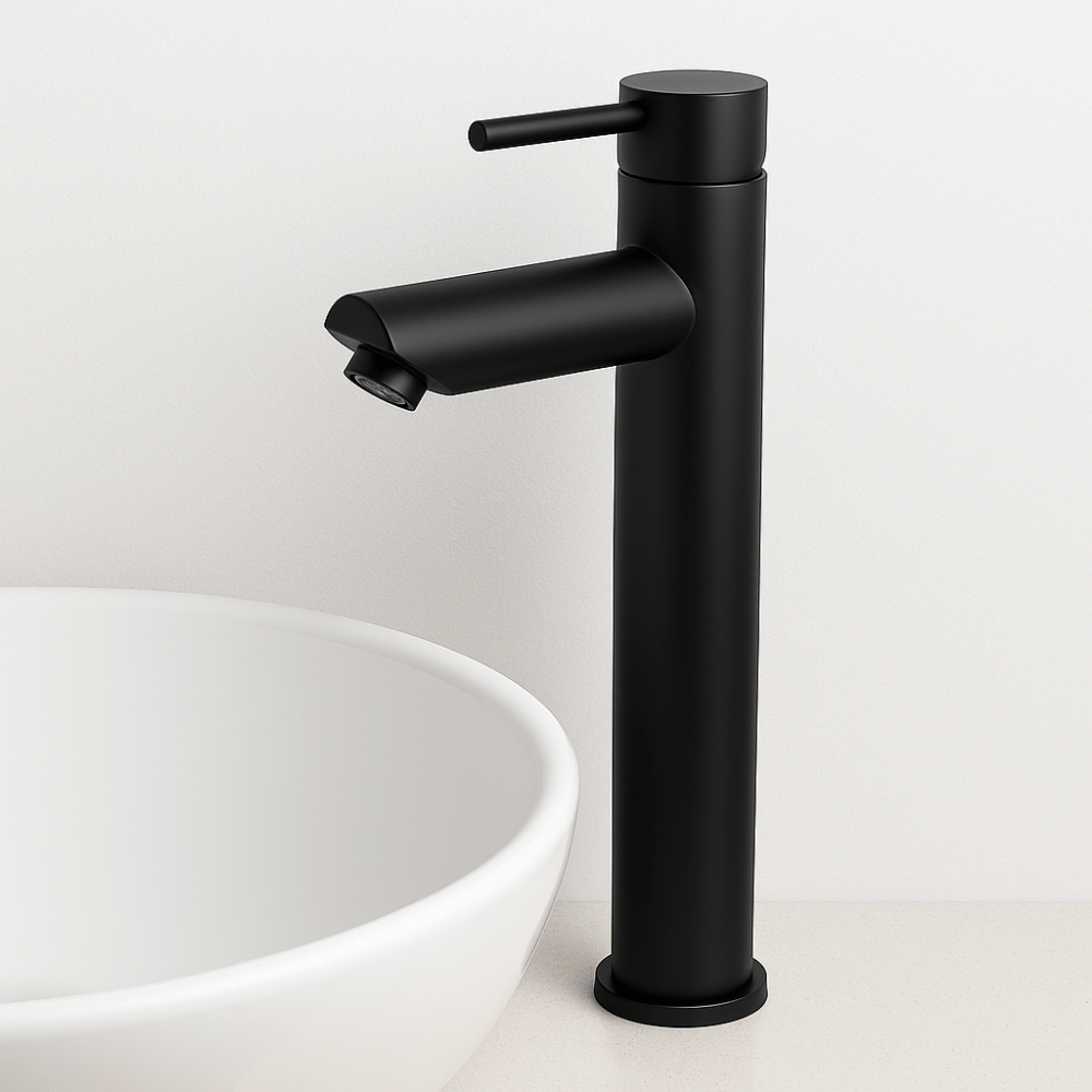 Grifo Lavabo Negro Caño Alto – ROUND ALTUS COAL GRIFERS
