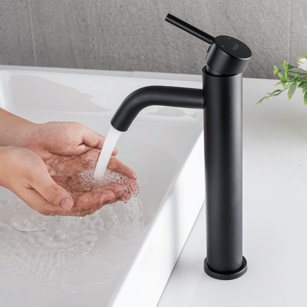 Grifo Lavabo Negro Mate Caño Alto – TUBE ALTUS COAL GRIFERS